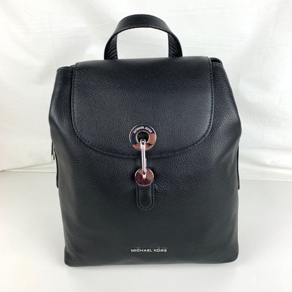 New Michael Kors Raven Leather Medium Backpack - Picture 3 of 9